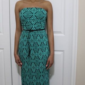 Strapless Patterned Maxi-Dress
